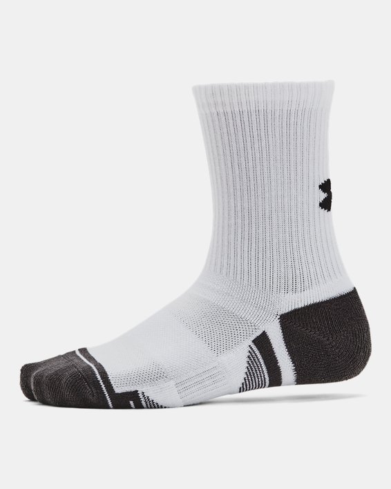 Kids' UA Performance Tech 3-Pack Crew Socks in White image number 3